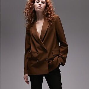 TopShop Women's Double-Breasted Brown Blazer